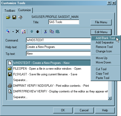 [Accessible Customize Tools Dialog Box ]