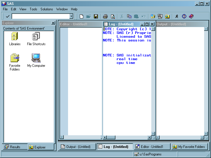 Display of a customized SAS session