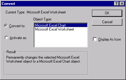 The Convert dialog box