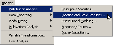 Selecting the Location and Scale Statistics Analysis