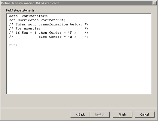 A Window Where You Can Enter DATA Step Statements