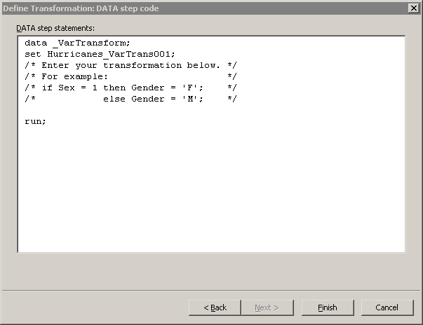 A Window Where You Can Enter DATA Step Statements