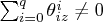 \sum_{i=0}^q \theta_{iz}^i \ne 0