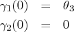 \gamma_1(0) & = & \theta_3 \   \gamma_2(0) & = & 0 