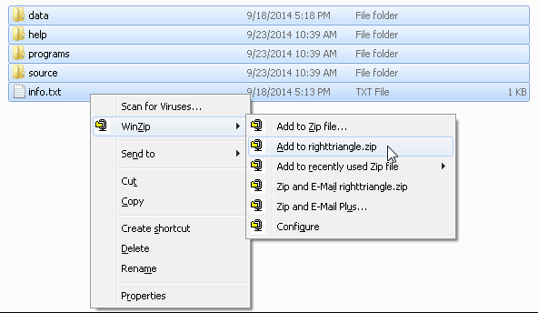 Creating a ZIP File by Using WinZip