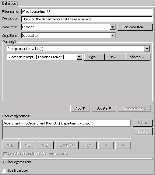 Edit Filter dialog box