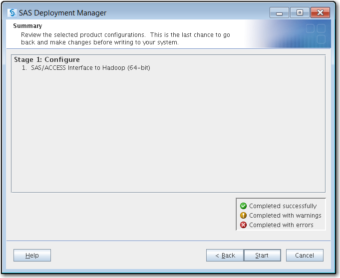 Review the selected product configurations before writing the changes to your system.