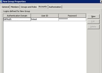 SAP Users Properties: Accounts Tab