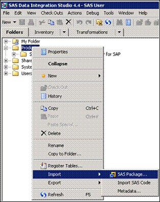 SAS Data Integration Studio: Import SAS Package