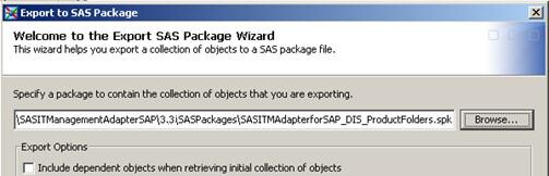 Export SAS Package Wizard