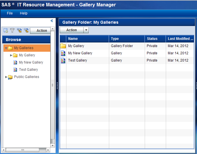 Contents of a Gallery Folder Displayed in the Gallery Pane