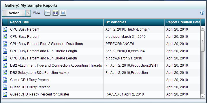 A Gallery Displayed in the Table View