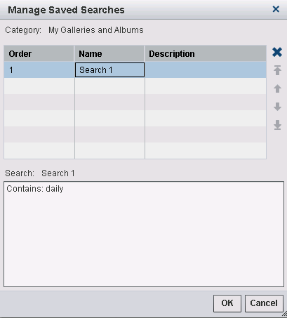 Manage Saved Searches Dialog Box