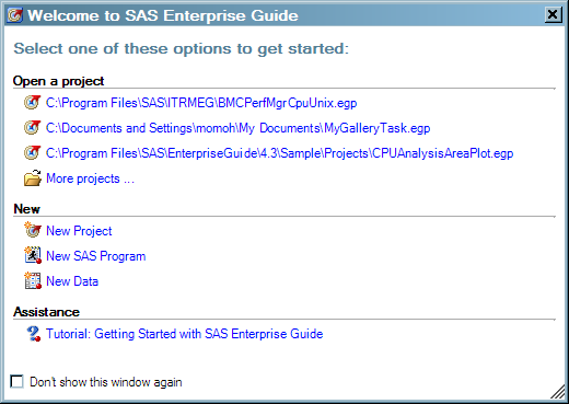 Welcome to SAS Enterprise Guide