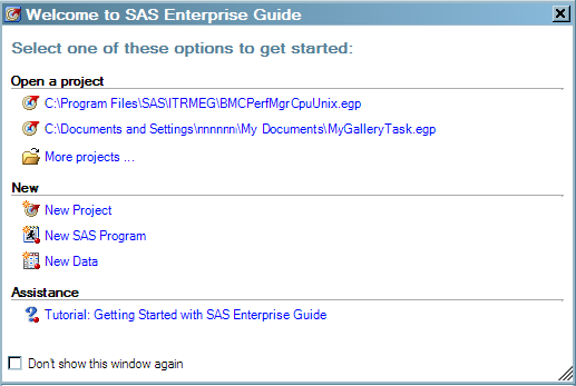 Welcome to SAS Enterprise Guide