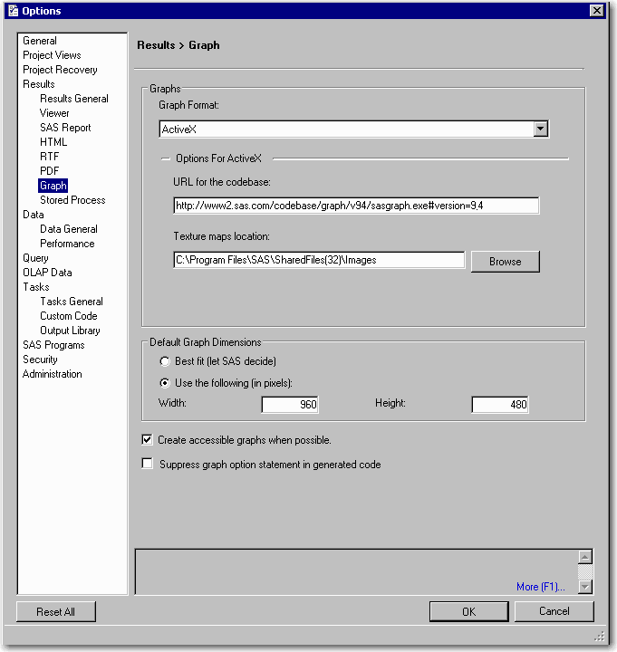 Results Window for ActiveX Graphs