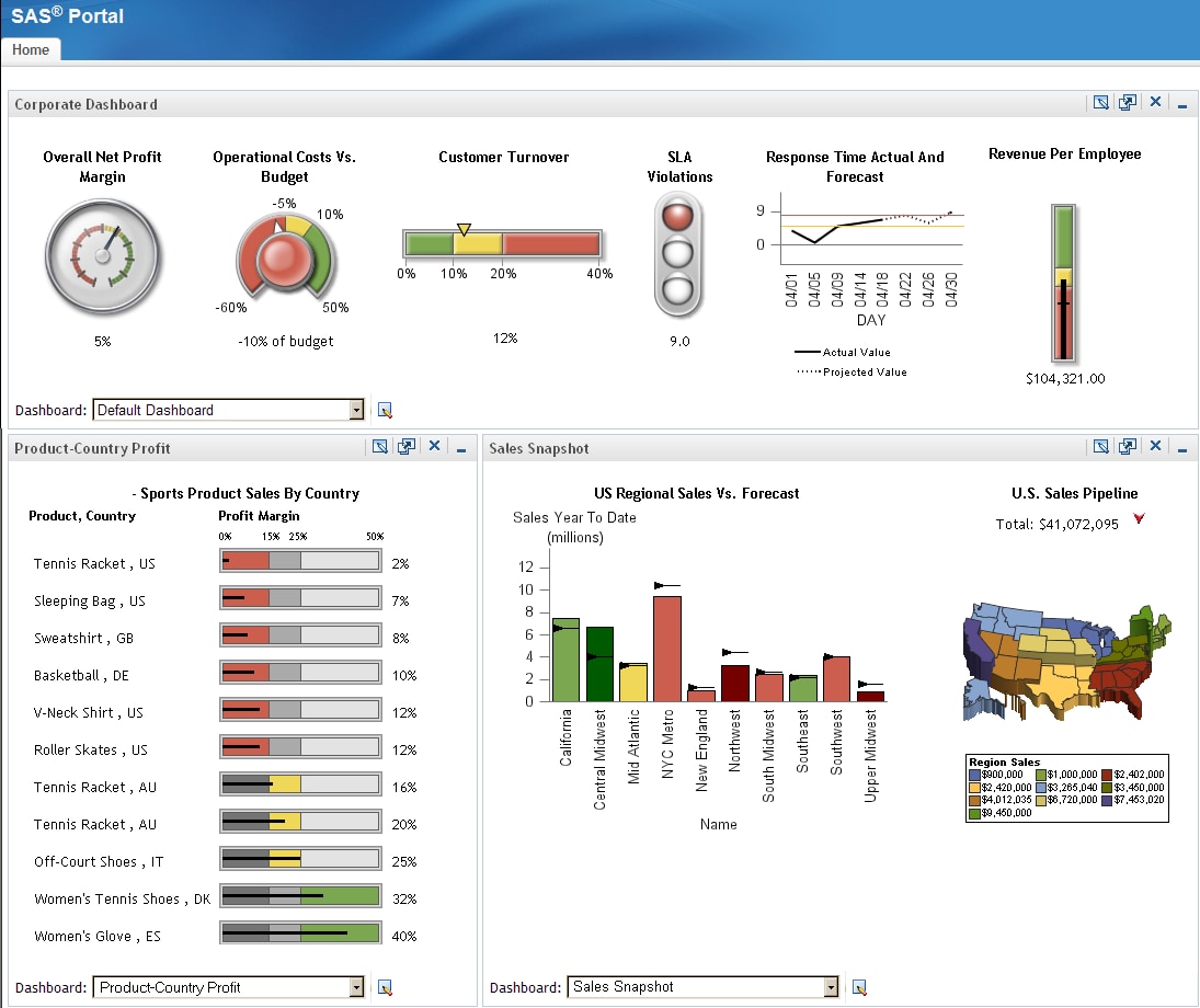 Example of the SAS BI Dashboard