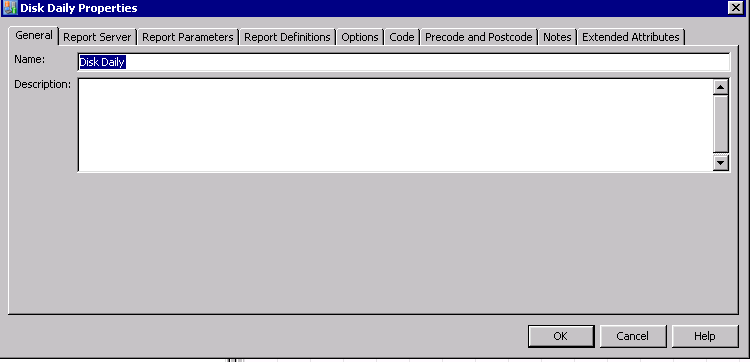 Performance Report Transformation Properties Dialog Box