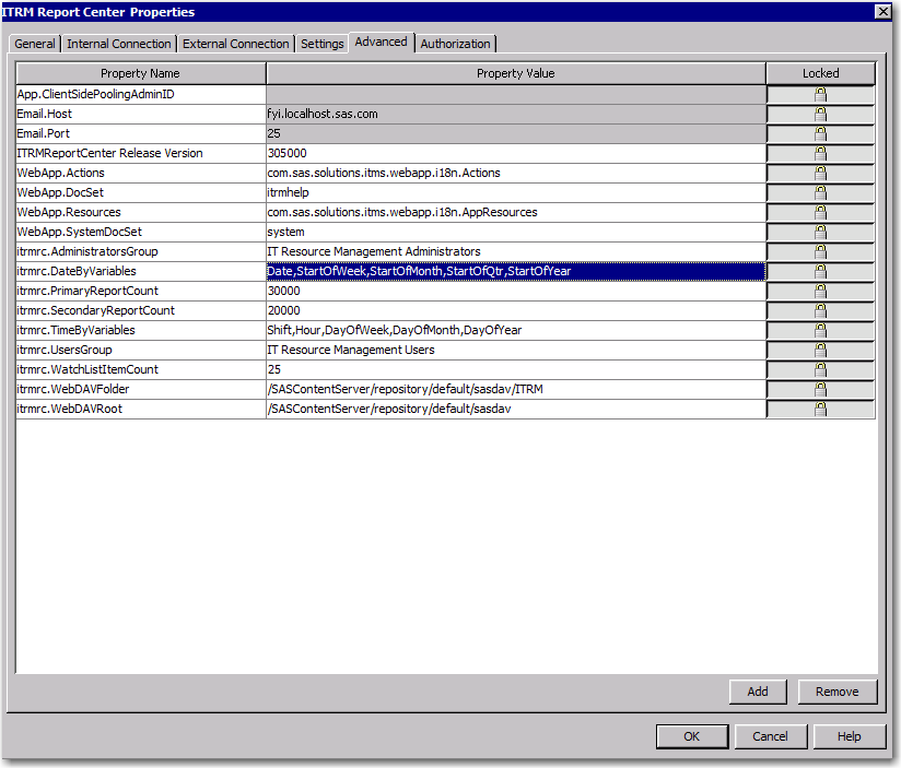 Advanced Tab of the Properties Window