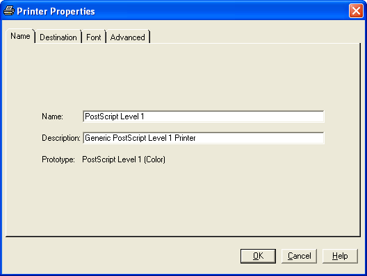 [Printer Properties Window Displaying Name Tab]