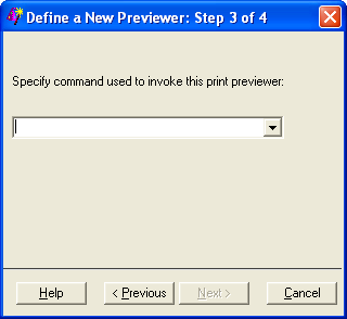 Previewer Definition Window to Enter Command to Open Previewer Application