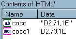 Section of the Registry Editor Showing Value Names and Value Data for the Subkey 'HTML'