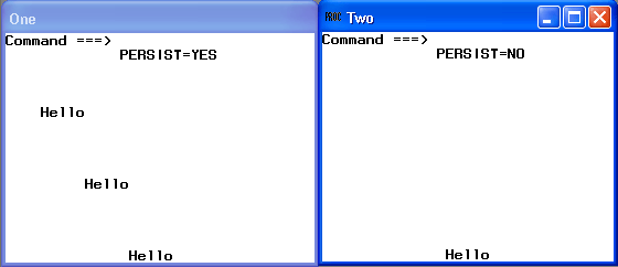 [The following two windows show the results of this DATA step after its third iteration]