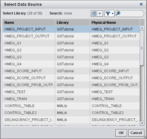 Select Data Source window