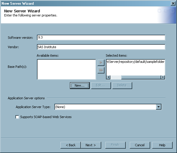 SAS Management Console HTTP Server Properties