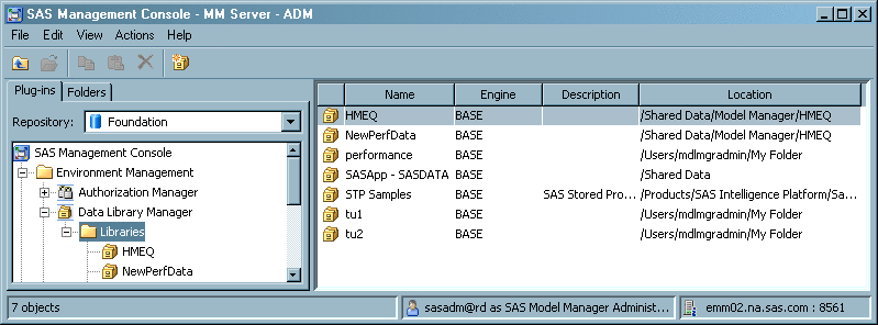SAS Management Console Libraries Plug-in