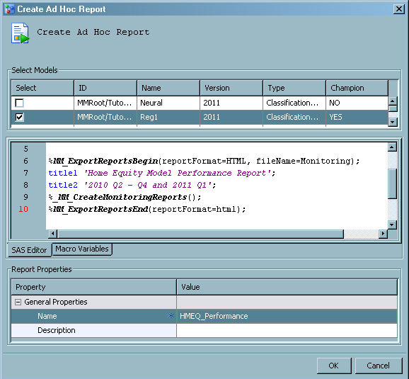 Customize the monitoring report
