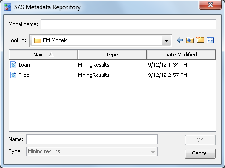 Import model from SAS Metadata Repository