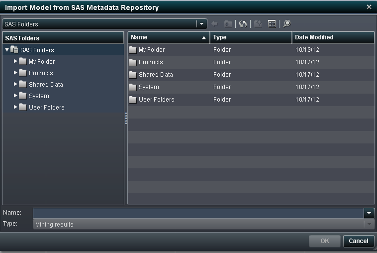 Import Models from SAS Metadata Repository