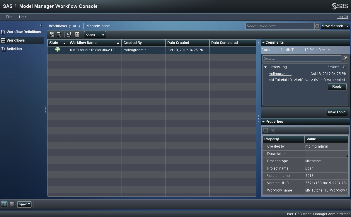 Workflows category view