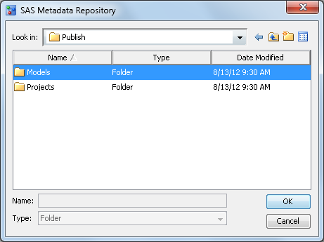 Publish Champion model for a project to SAS Metadata Repository