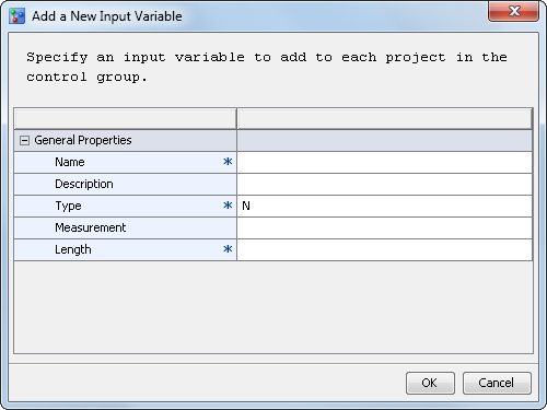 Add a New Input Variable window
