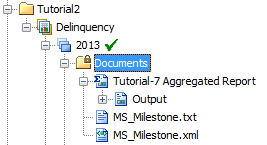Documents folder with Aggregated Report node