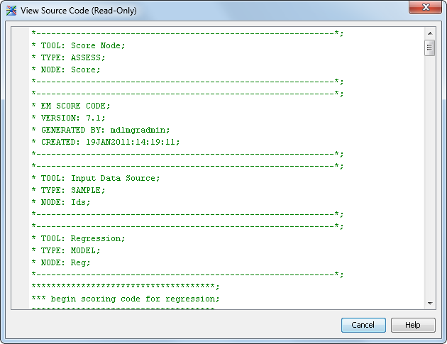 Reg 1 Model Code in SAS Data Integration Studio