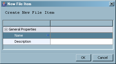 New File Item Window