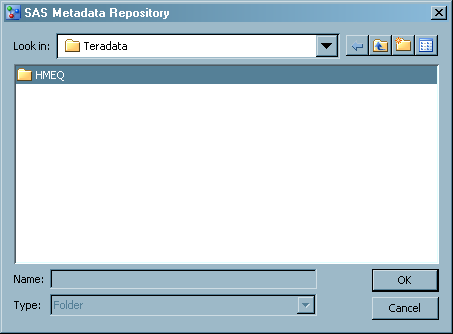 SAS Metadata Repository Window