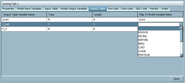 Map Output Table Variables