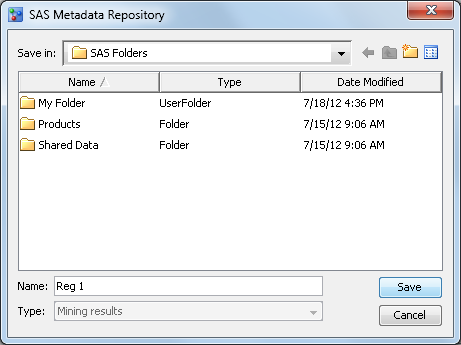 SAS Metadata Repository Window