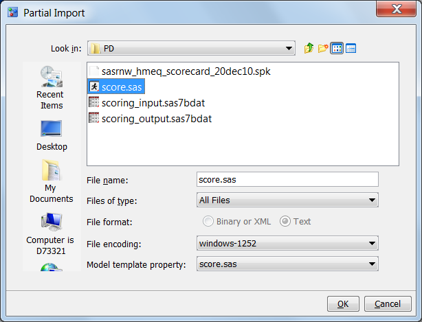 Partial File Import Window