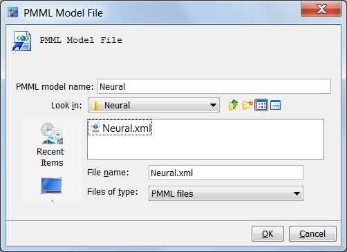 PMML Model File Window