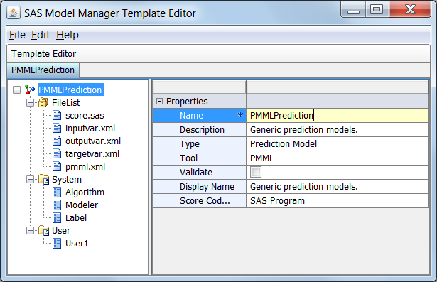 Model Template Editor Window