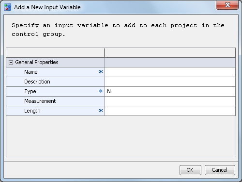 Add a New Input Variable window