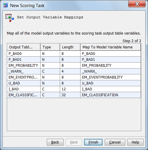 Map Output Table Variables to Model Variables