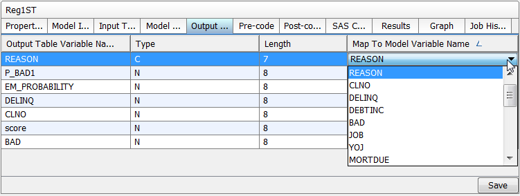 Map Output Table Variables