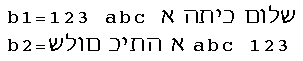 [$BIDI example showing lines written to SAS log with Hebrew characters reversed]