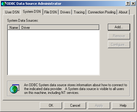 ODBC Data Source Administrator Dialog Box